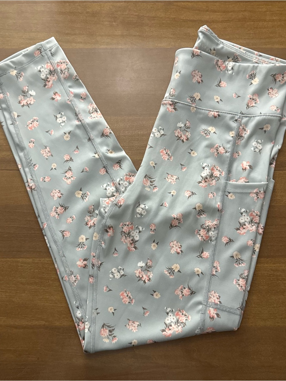 Aeropostale Light Blue Floral Leggings with Pink Flowers